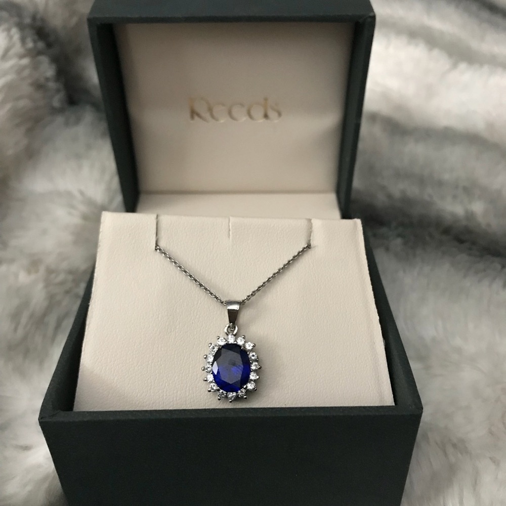 Blue gemstone sterling silver necklace
